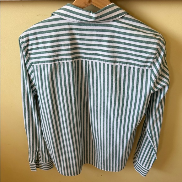 Sezane Tomboy Shirt Rayure Écru Vert - Size 36 - Picture 4 of 6